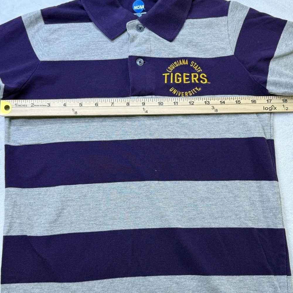 LSU Tigers Striped Polo Shirt NCAA Knights‎ Apparel Purple Gray Mens S